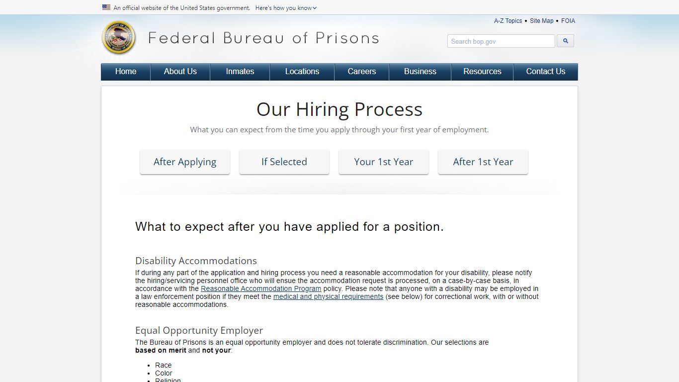 BOP: Hiring Process - Federal Bureau of Prisons